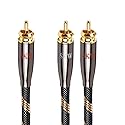 SKW RCA Y Splitter Cable 1 Male to 2 Male Subwoofer Cord, BG Series Ultra-high Purity Copper RCA Y Cable with OD 7.0mm, Multiple Shield Stereo Audio