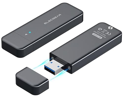 ElecGear USB Mini Enclosure for 2230/2242 NVMe and SATA M.2 SSD, PCIe and Serial ATA Aluminum Housing Case with Magnet Cap, 10Gbps Flash Drive