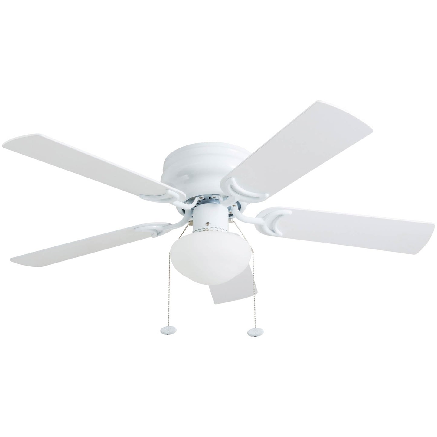 Prominence Home Alvina 42" Traditional Ceiling Fan, LED Flush Mount Light Fixture, White - Large Indoor Modern Electric Fan with 800 Lumens, 5