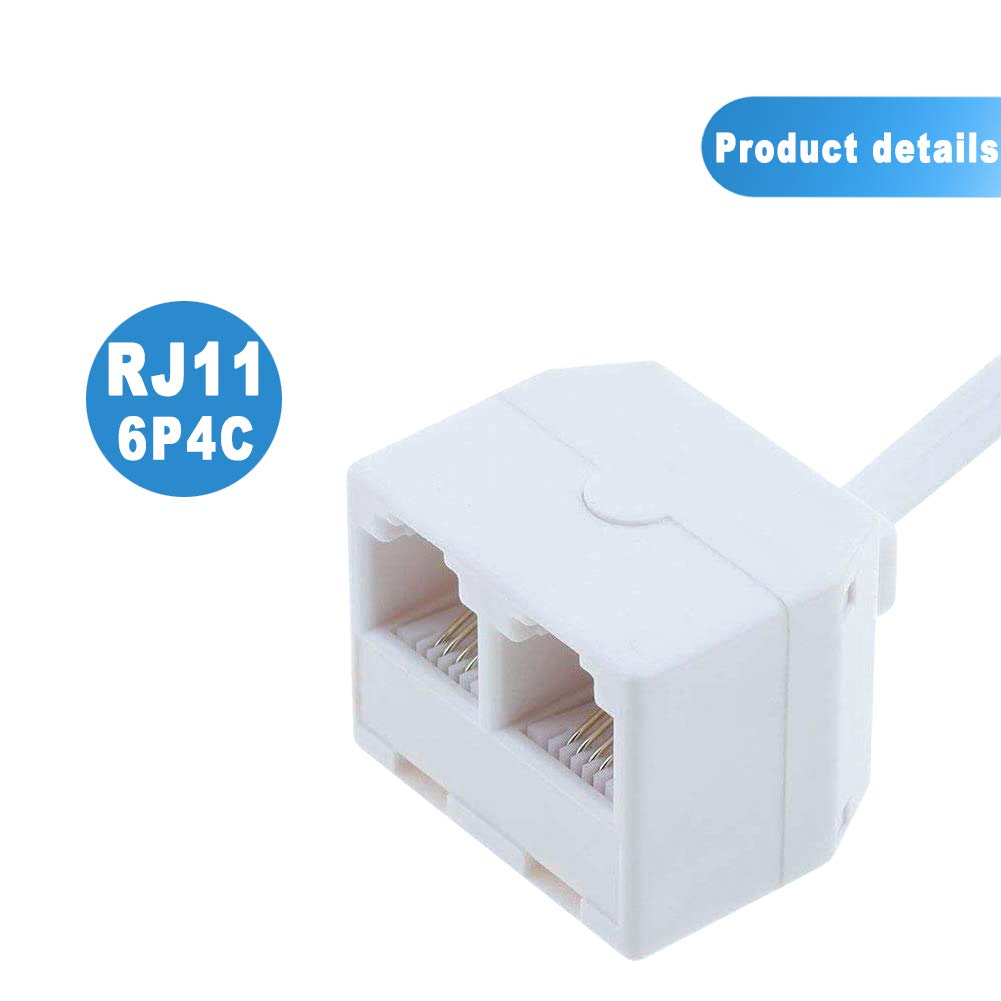 RFAdapter Telephone Splitter, 3 Pack RJ11 Male to Female Two Way Phone Line Splitter Converter Cable