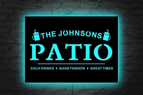 Personalized Family Name Patio Wood Neon Sign, Welcome To The Patio Established Date Night Light, Personalized Patio Sign, Outdoor Patio Neon Light