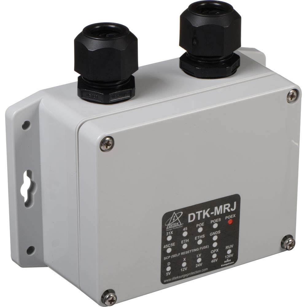 Ditek DTK-MRJPOEX Single Channel 10gbe Poe Protector Outdoor Rated Nema 4x Enclosure Shielded Rj45 Connection