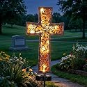 Solar Cross Garden Stake Lights 38inch Metal Outdoor Waterproof Memorial Garden Decor 2 Lighting Modes Cemetery Decorations for Grave for Remembrance