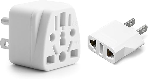 Europe to US Plug Adapter EU/UK/AU/in/CN/JP/Asia/Italy/Brazil to USA (Type A & B) American Travel Adapter and Converter, Wall Outlet Power Charger…