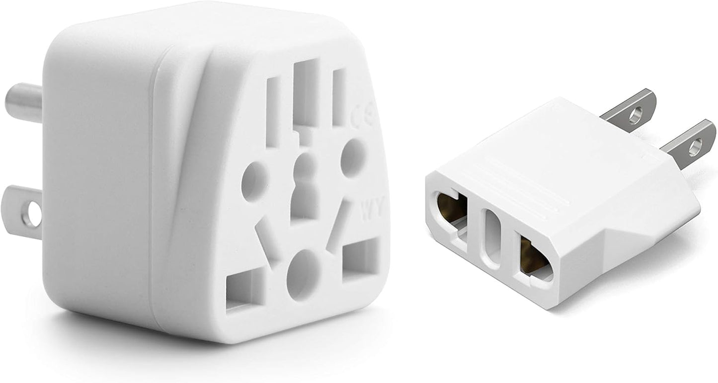 Europe to US Plug Adapter EU/UK/AU/in/CN/JP/Asia/Italy/Brazil to USA (Type A & B) American Travel Adapter and Converter, Wall Outlet Power Charger…