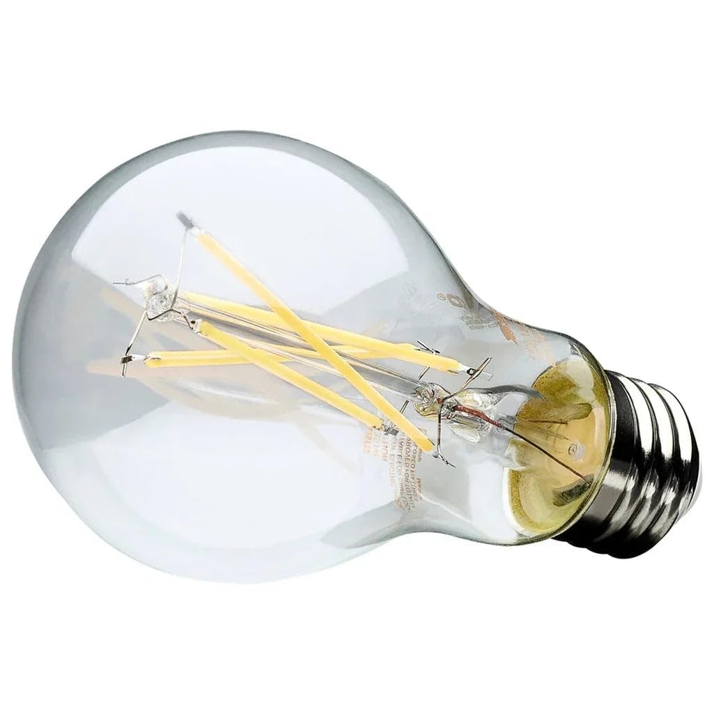 Satco S12463, A19 LED Bulbs, 8W, Clear, 3000K, Dimmable, 4-Pack, Light Bulb