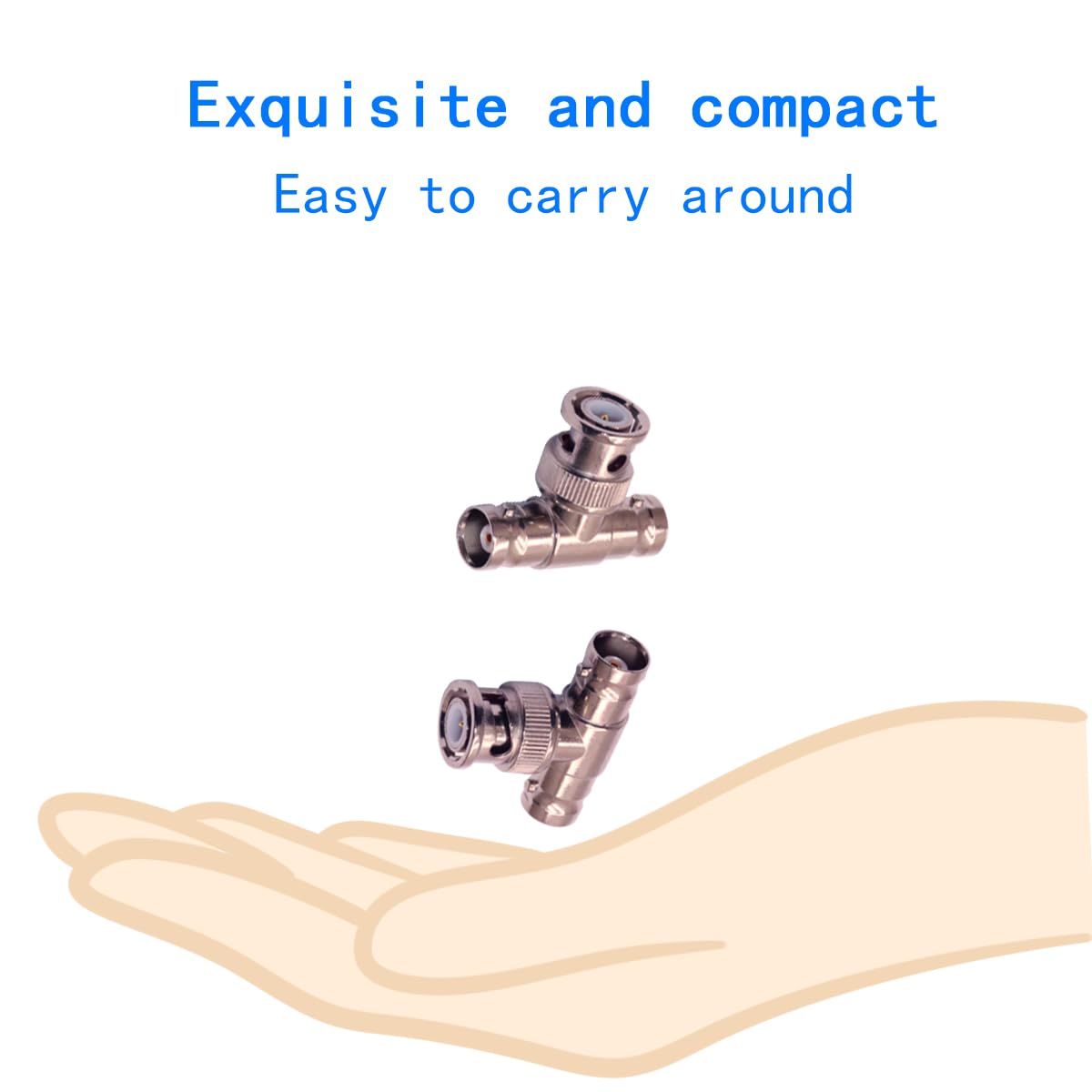 ZJKJHJY BNC T-Adapter, Male to Female Connector, Nickel-Plated Brass, 3-Pack, 28.5mm Length