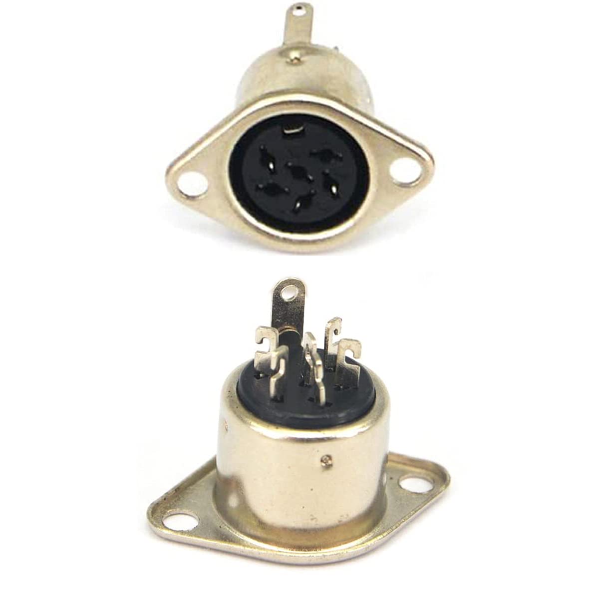 6-Pin DIN Female Jack Socket Connector Panel Mount Chassis Audio 2 Hole Soldering Din Jack Socket (6 Pcs)
