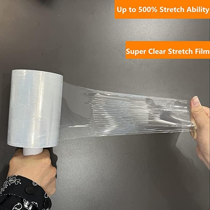 4-Pack Industrial Mini Clear Stretch Wrap Film 80 Gauge 5.1" 1000ft for Pallet Wrap, Durable Self-Adhering Packing, Moving, Packaging, Heavy Duty