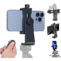 Acuvar Universal Phone Tripod Mount Adapter with ?ireless Camera Remote, Cell Phone Holder with Adjustable Clamp for Selfie Stick Monopod Compatible