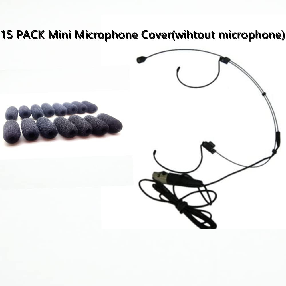 LINHUIPAD 15 Pack Mini Lavalier Foam Cover Windscreen for Countryman E6 and Other Headset Lapel Microphones (Black)