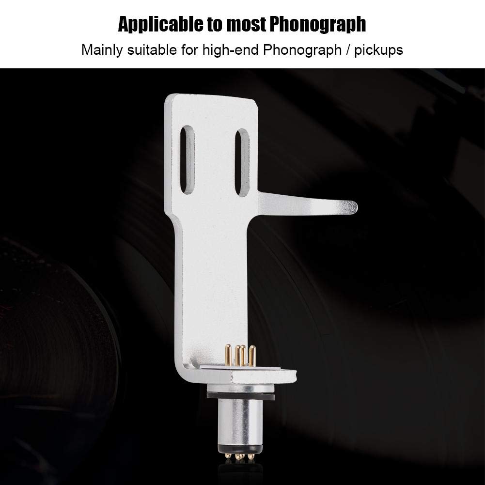 Phono Headshell Kit,6.4CM Aluminum Alloy Turntable Cartridge Phonograph Player Record Player Headshell,Include 4 Pcs Cables and 2 Pcs Screws (Silver)