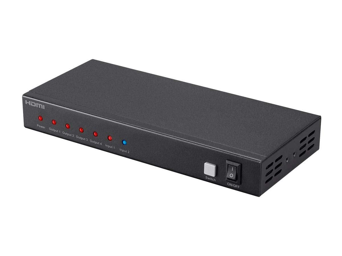 Monoprice Blackbird 4K 2x4 HDMI Splitter and Switch - Dolby Vision and Dolby TrueHD Support, Built in Automatically Adjusting Amplifier, 4K@60Hz, HDCP