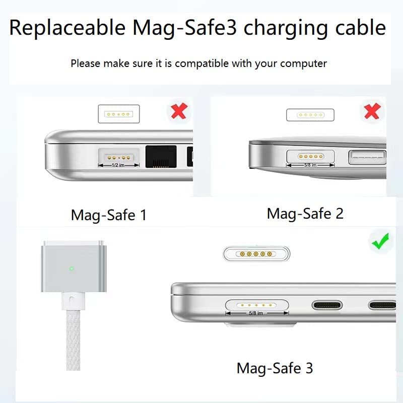 EGTPPJP 140W USB-C to Magnetic 3 Cable, 6.6 FT Magnetic Safe Fast Charging Cable for 14” 16” MacBook Pro 2024 M3 Pro & Max, Air 2022 M2, MacBook Pro