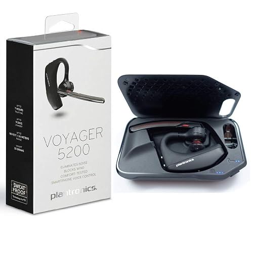 Plantronics Voyager 5200 Bluetooth Headset Earpiece with Charging Case Kit (Renewed)