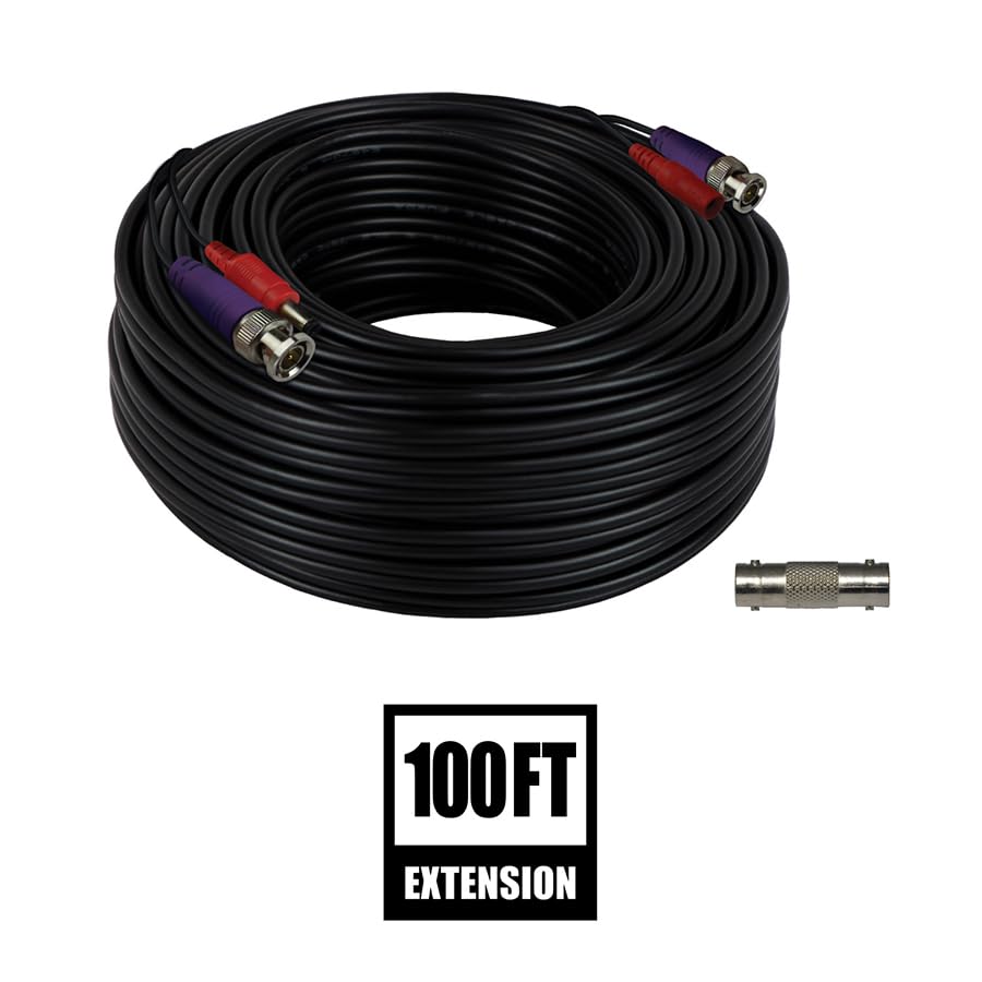 Night Owl 100 ft. in-Wall Rated Video/Power Camera Extension Cable with Extension Adapter