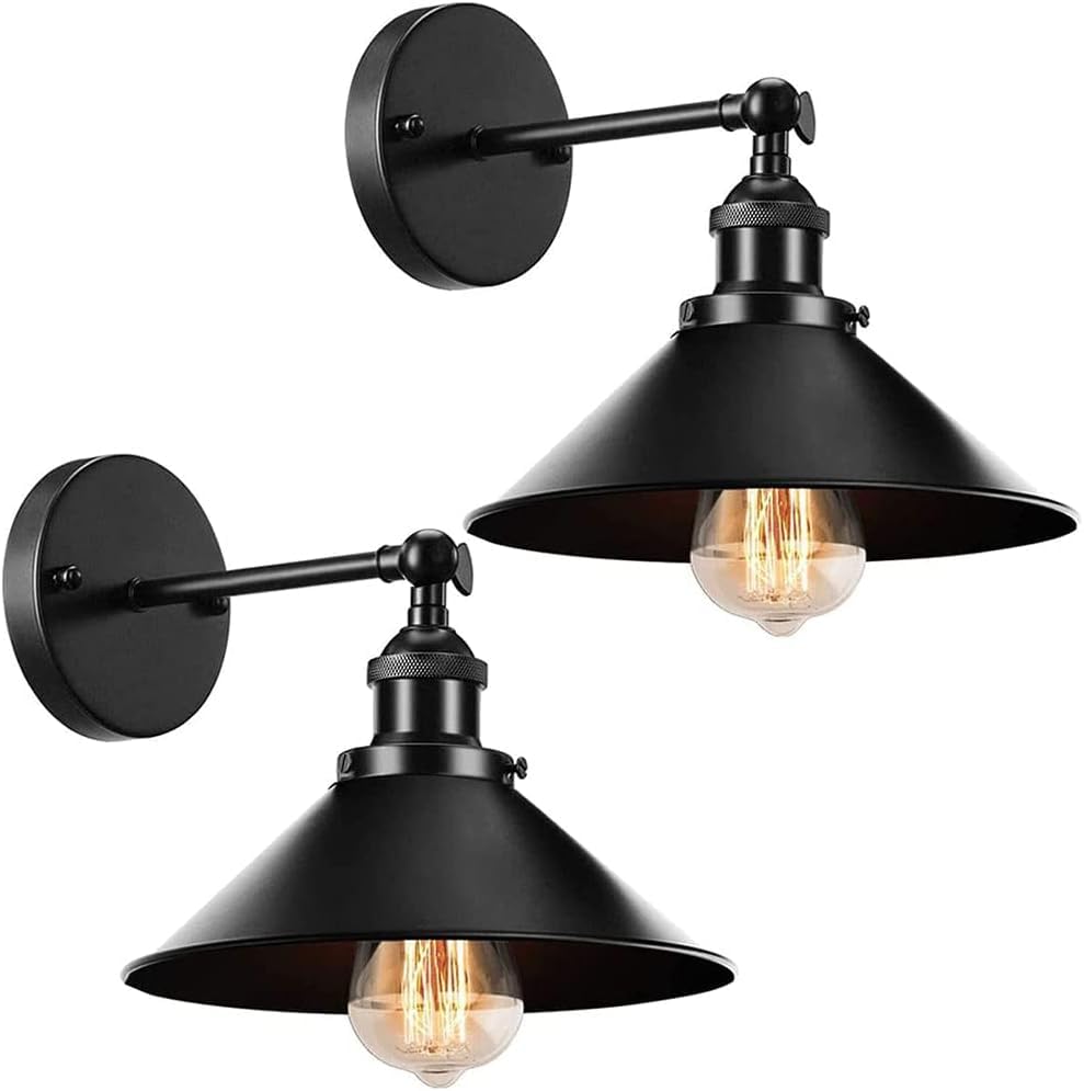 BRIGHTESS Industrial Vintage Wall Sconces Lighting Set of Two for Bedroom Kitchen Bathroom, 240 Degree Adjustable Rustic Antique Wall Lamp Fixture