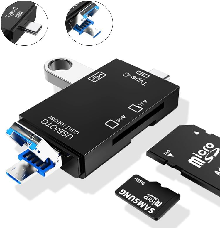 Card Reader Memory Card Reader Micro SD Card Reader USB 2.0 SD Card Reader with OTG and Type C Adapter