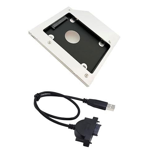 SATA 2nd Hard Drive Optical Bay Caddy Case Tray for 9.5mm Universal Laptop CD / DVD-ROM Optical Bay + USB 2.0 Cable for Laptop ODD DVD