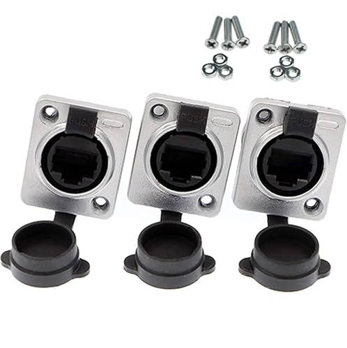 Uonecn RJ45 Waterproof Connector Dust Plug 3 PCS RJ45 Connectors IP65 Mount Ethernet Panel Connector.