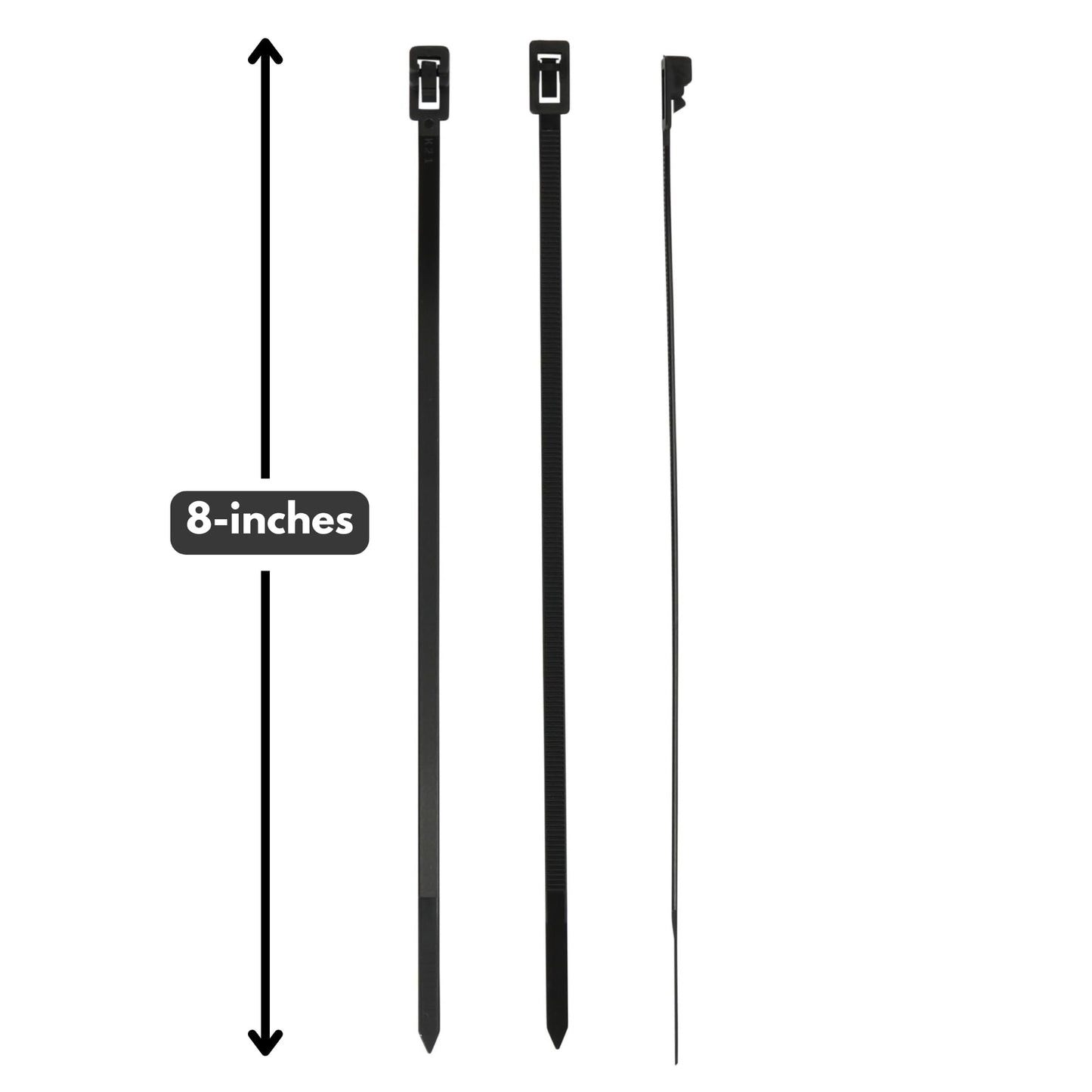 Harrier Hardware 250-Count Reusable 8-inch UV Resistant Nylon Cable Zip Ties, Black