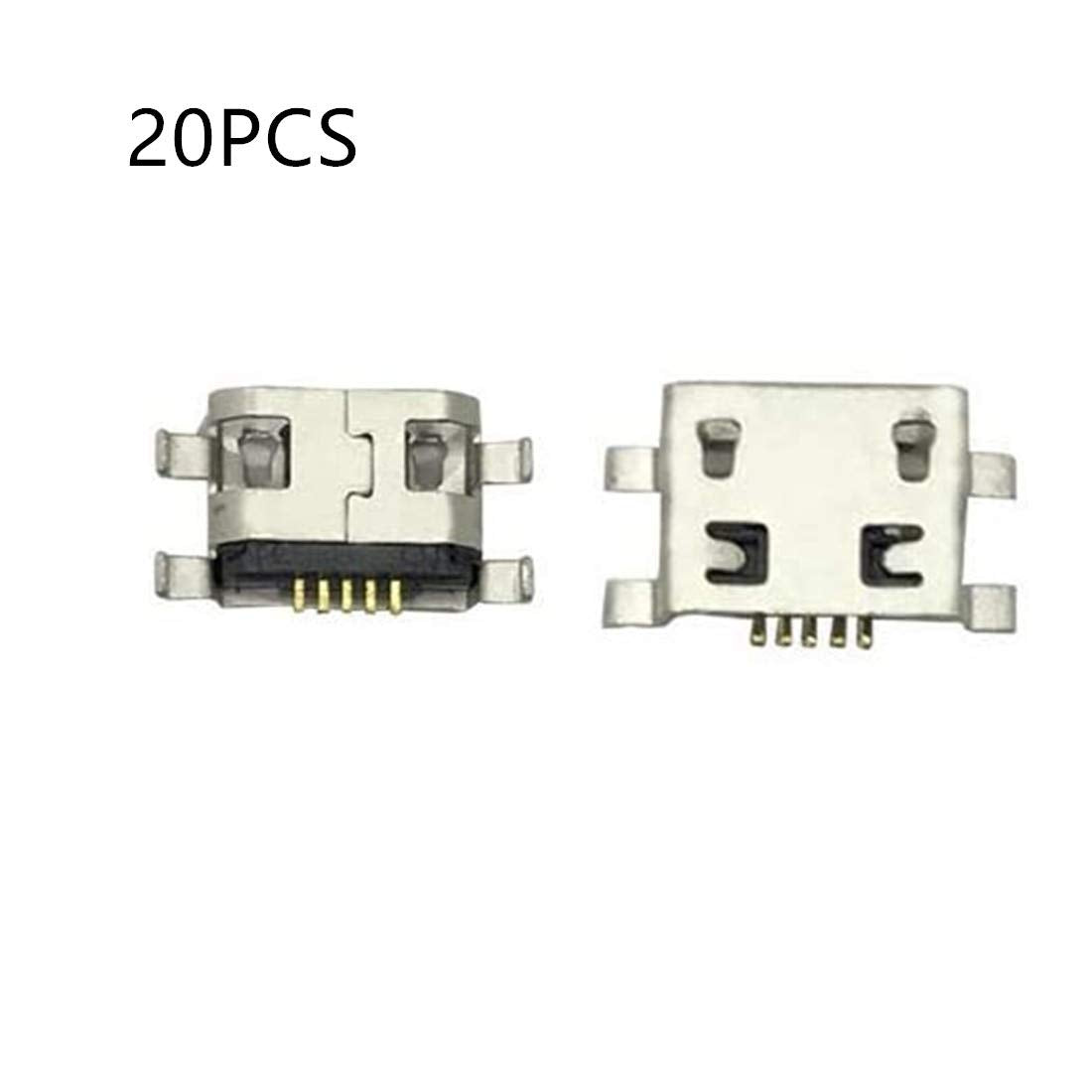 bnafes Micro USB Type B Female Socket 180 Degree 5-Pin SMD SMT Jack Connector - (20 Pcs)