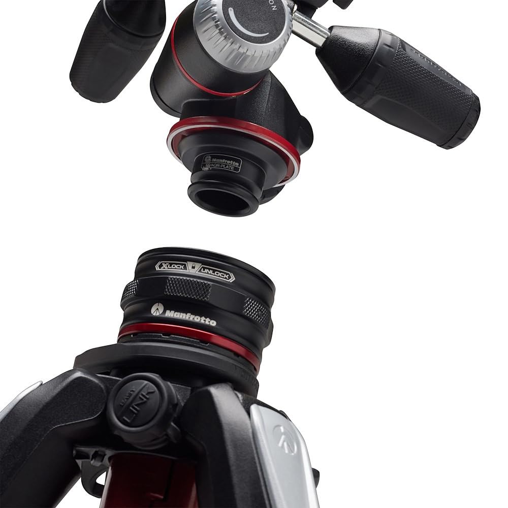 Manfrotto Kit 3-Section Tripod, Camera Tripod with 3-Way Head in Aluminium with Move Quick Release System, Professional Photography Accessories Kit