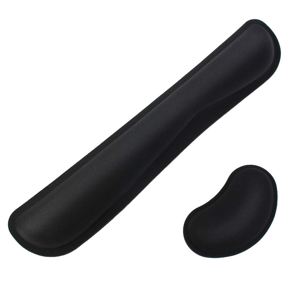 Poualss Memory Foam Set Keyboard and Mouse Wrist Pad Rest,Cushion Support for Office,Gaming,Computer,Laptop and Mac,Pain Relief& Easy Typing