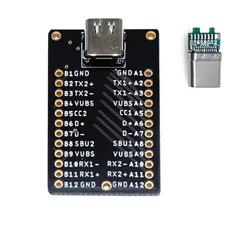 Treedix USB Type C Female 24 pin Full pins Output Breakout Board Test Socket with Male Connector