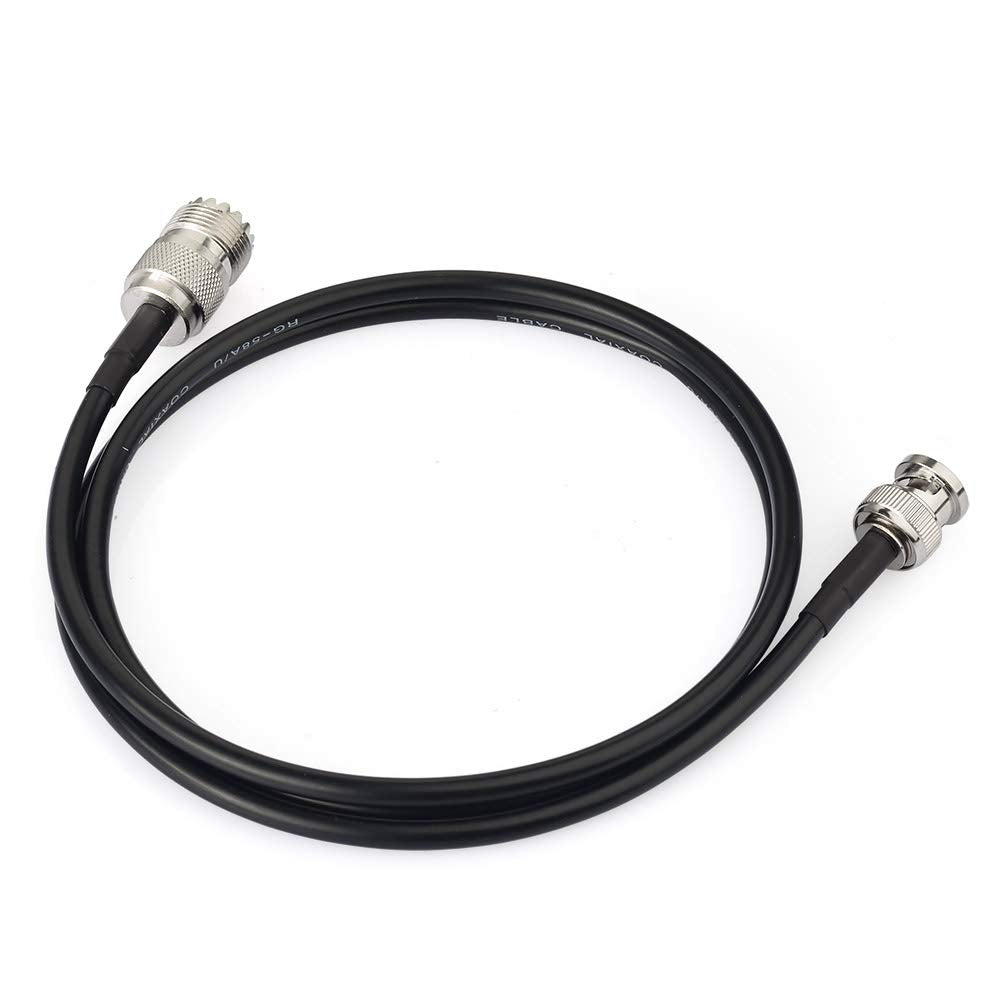 Eightwood UHF Female SO239 to BNC Male Adapter RG58 Antenna Jumper Cable 3 Feet for Handheld CB Radio, Amateur Radio, Ham Radio, Radio Scanner
