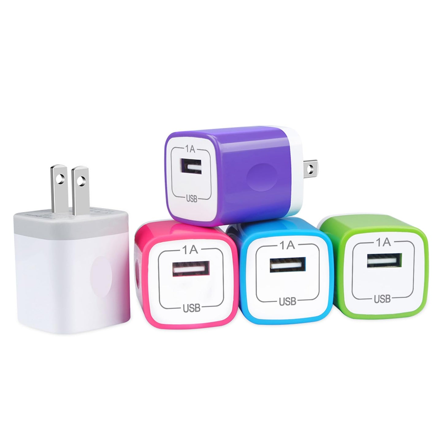 USB Wall Plug,GiGreen Single Port Fast Charging Block 5Pack USB Charging Plug Cube Wall Adapter Compatible iPhone 17 Pro Max Air 16 Plus 15 14 13 12