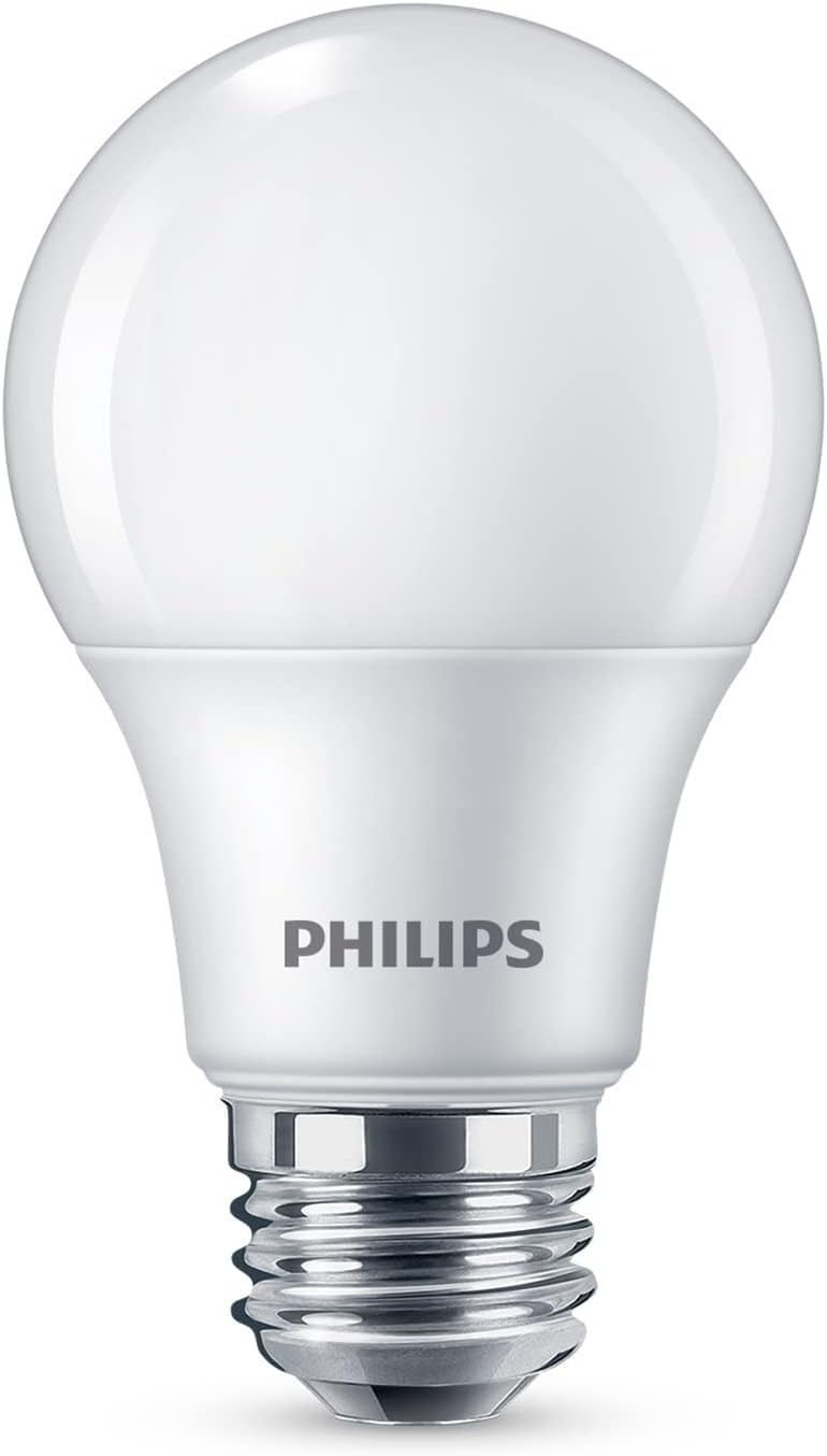 PHILIPS LED 40W A19 4-Pack Basic Soft White (2700K) 450 Lumen (6.5W = 40W) Frosted Flicker-Free Light Bulbs