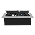 Table Pop up Power Strip Date Hub Connection Box with Outlet Network HDMI for Office Desk?Silver?