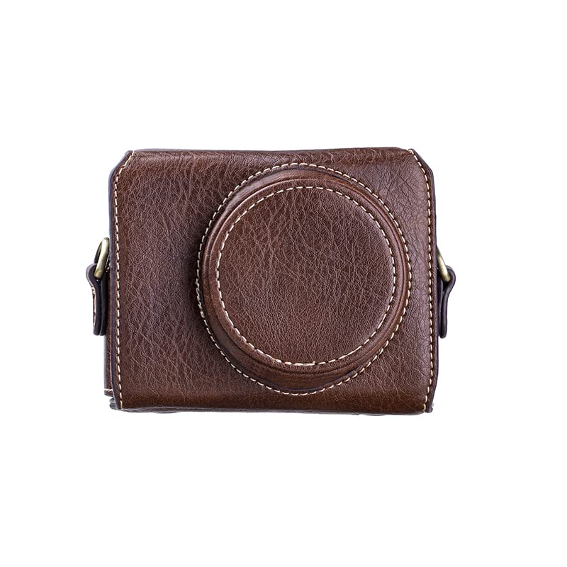 BolinUS Premium PU Leather FullBody Camera Case Bag Cover for Sony ZV-1 ZV1 With Neck Strap (Brown)