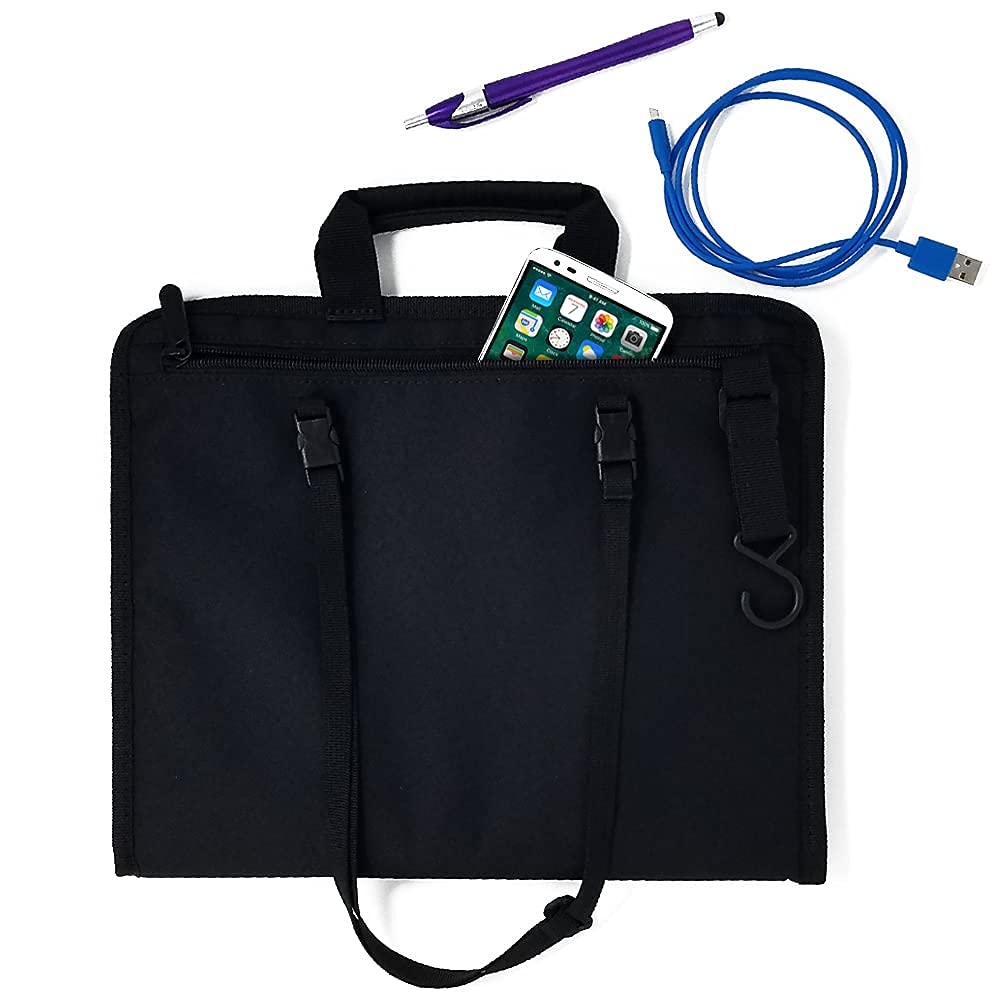 SO~MINE Touch Screen Tablet Case | With Compatible Cover | Organizer Bag | 6 Storage Pockets | Fits Over Airplane and Car Seat Backs | Adjustable