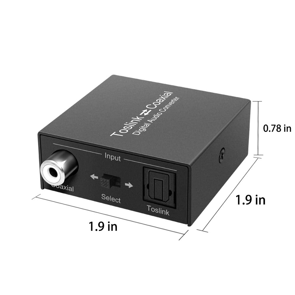 Optical to Coaxial, Coax to Optical Digital Audio Converter, Bi-Directional Digital Audio Converter Splitter Adapter, Plug and Play