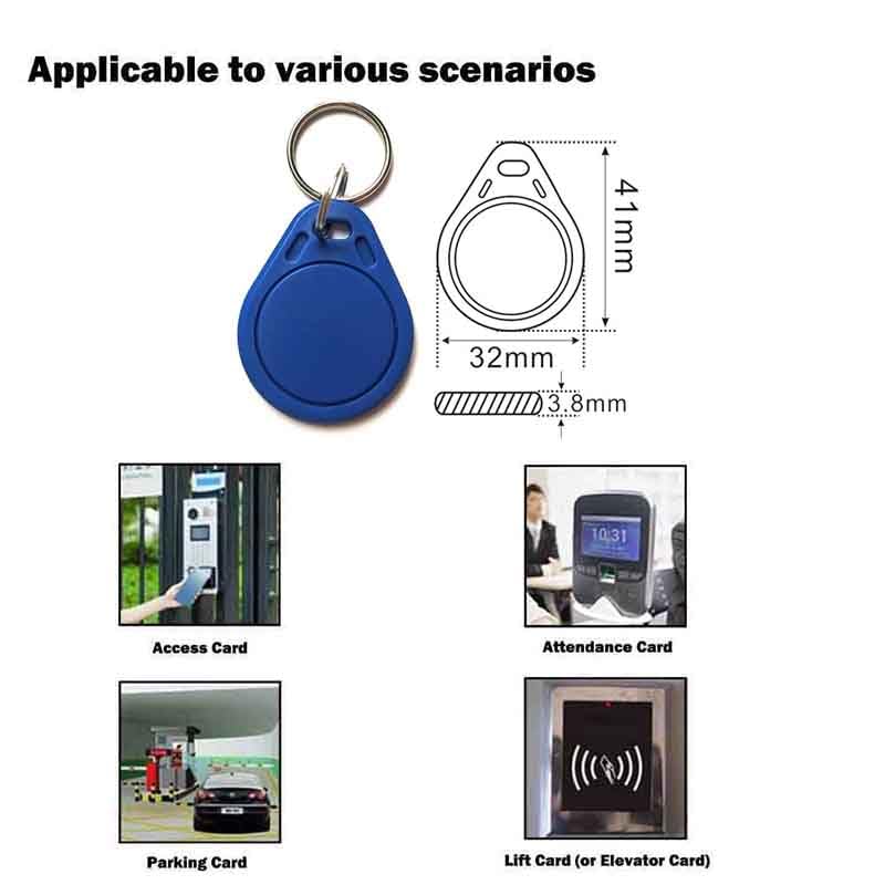 13.56MHz RFID TT Lock Key Fob Proximity IC Card ISO14443A Token Tag for Electronic Smart Door Lock, Compatible with Classic 1K Card M1, Read Only