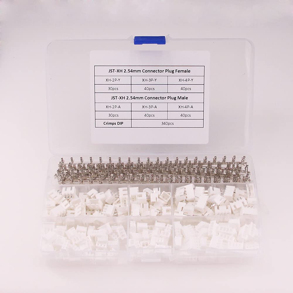 RFaha 560pcs JST-XH Connector Kit 2.54mm 2/3/4 Pin Female Header Plug JST XH Adapter Housing Cable Socket Male Female Crimp DIP Kit(XH#2-4)