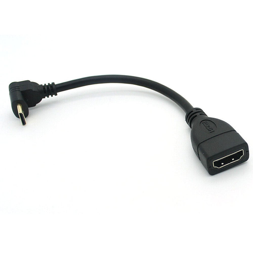 Tivid mini hdmi 90 Degree Adapter Right Angle mini hdmi Male to HDMI Female Cable Adapter Connector Support 1080P Full HD, 3D (0.15m, Downward Angle).