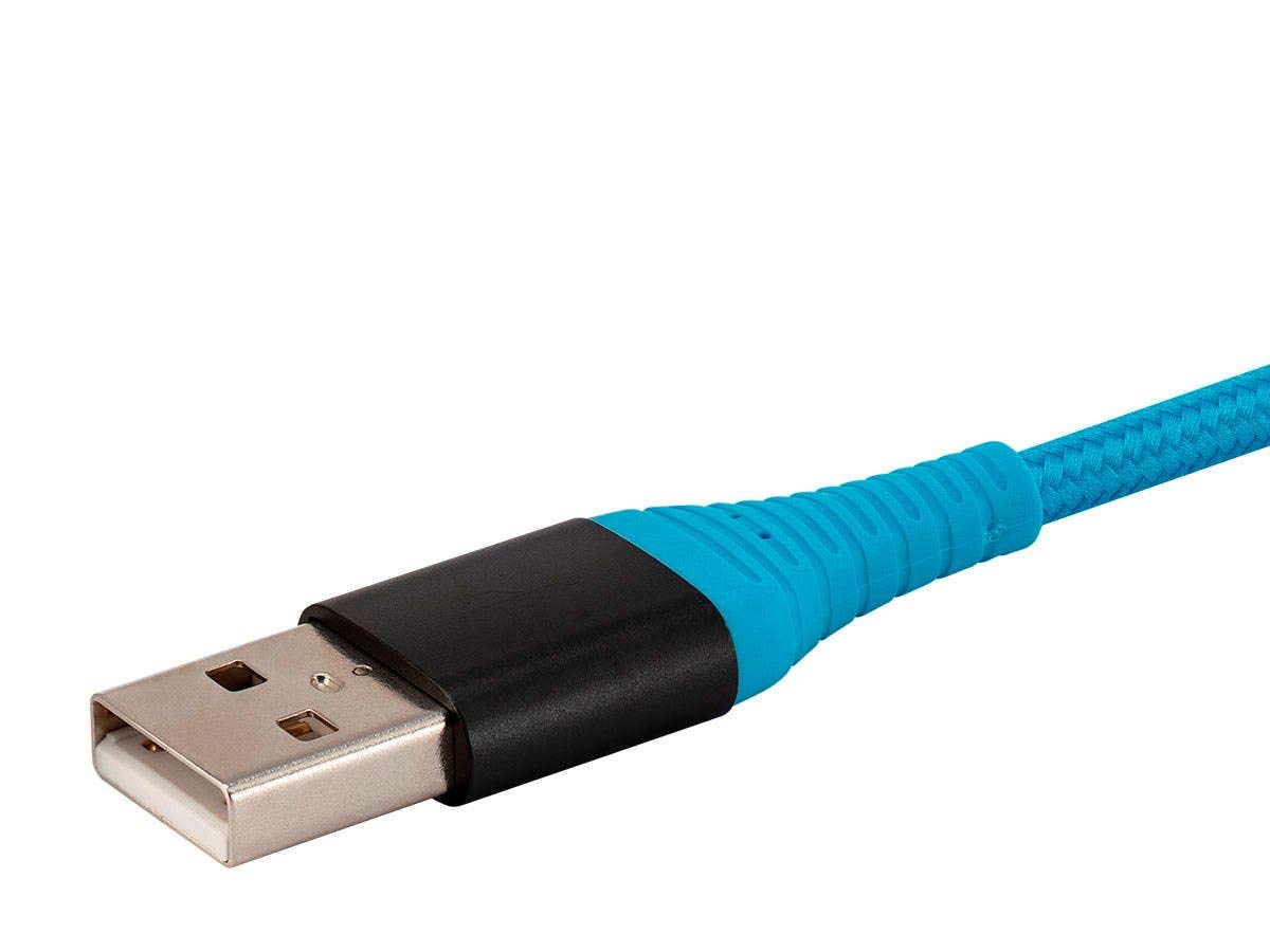 Monoprice USB 2.0 Type-C to Type-A Charge & Sync Cable - Kevlar/Nylon-Braid, 1.5 Feet, Blue - AtlasFlex Series