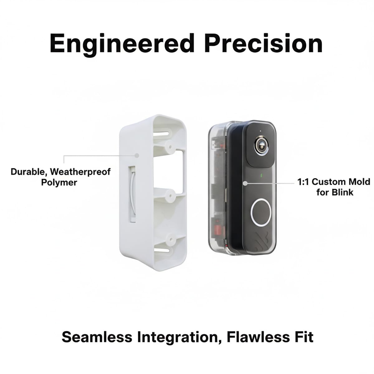 40-Degree Angled Wall Mount Compatible with Blink Video Doorbell Camera Mount - Horizontal Wedge Bracket for Improved Viewing Angle (Unofficial