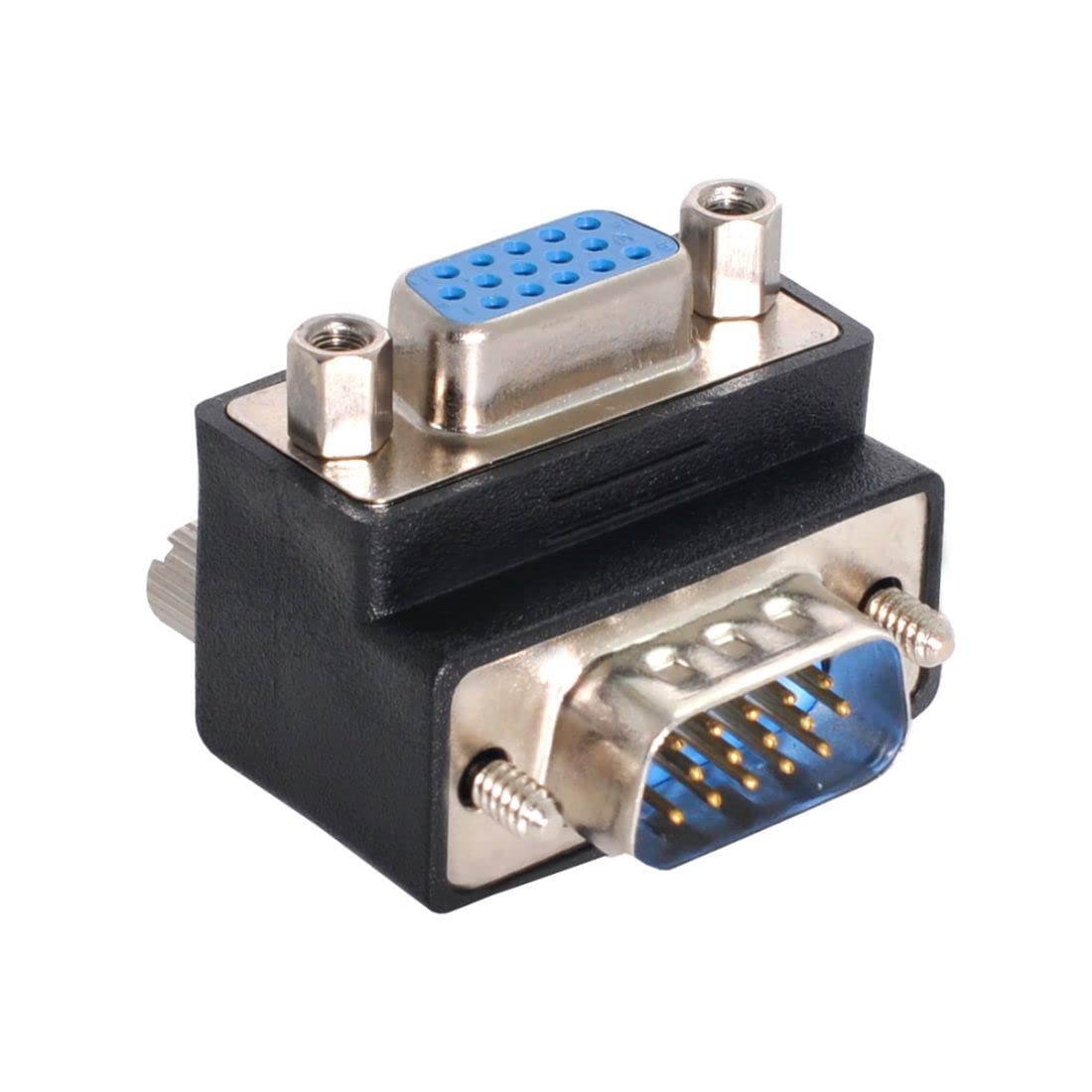 chenyang VGA Connectors,VGA SVGA D-Sub HDB15Pin Male to Female 90 Degree Down Angled Gender Changer Video Graphics Array Connector Adapter
