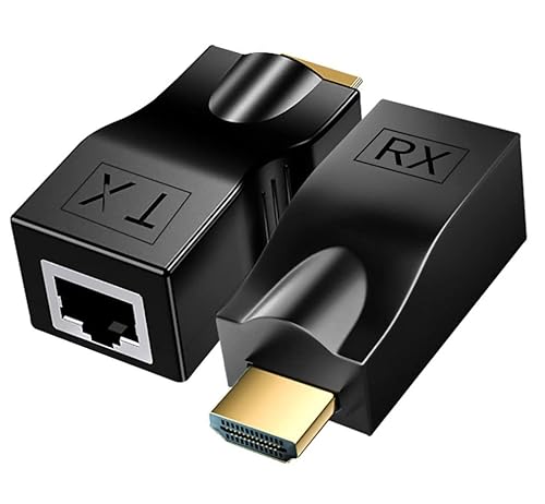 MVBOONE HDMI Extender Adapter Over Cat5e/6 (1pair), HDMI Repeater to RJ45 Ethernet Network Converter, 4k HD 1080p UP to 30m/98ft, for HDTV, Set-top