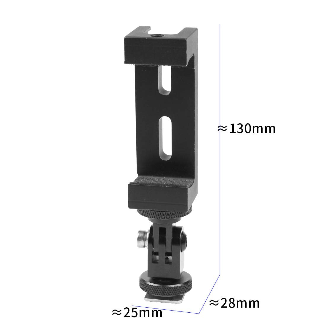 BGNing Aluminum Mobile Phone Holder Photographic SLR Camera Gmibal Tripod Smartphone Clip Cold Shoe Mount Selfie Stick 1/4" Hole Clamp (with Cold