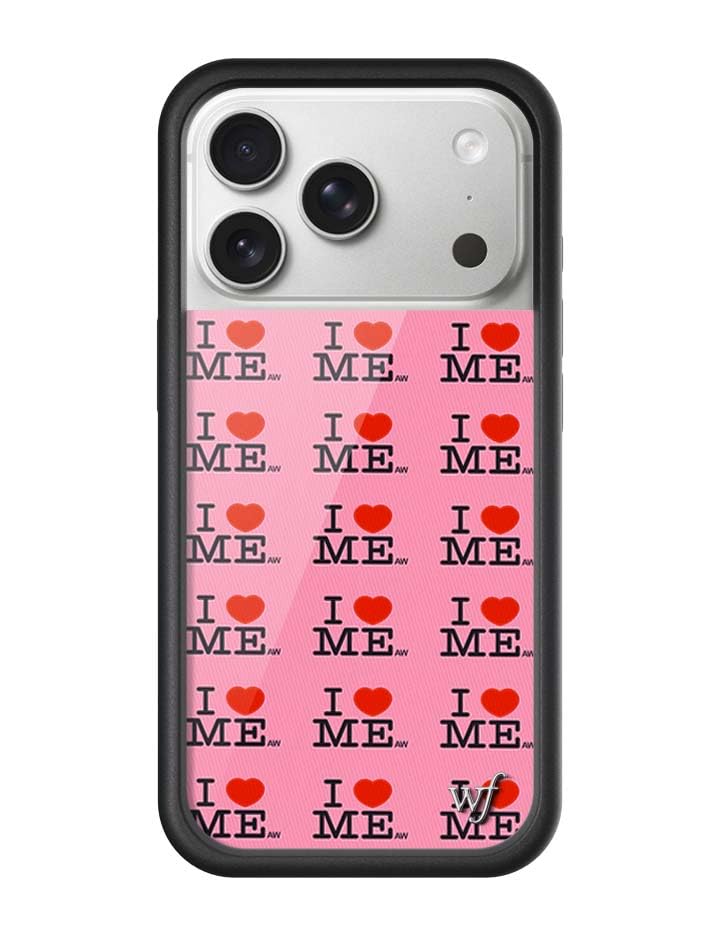 Wildflower Cases - Compatible with iPhone 17 Pro | Protective Black Bumper, 6.5ft Drop Test Certified, Small Business | Pink Hearts Love Dainty Cute