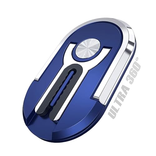 PeekOfUnique Ultra 360 Phone Mount and Stand, 3-in-1 Design, Car Mount, Fold Out Kickstand, Phone Holder Grip Ring - Official Product (Blue)
