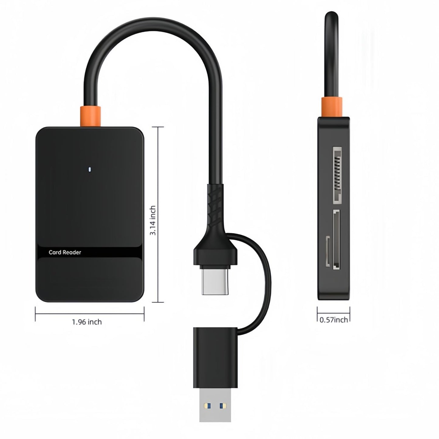 Komitasui Memory Card Reader, USB 3.0 and USB-C to SD Micro SDXC, Micro SD, Micro SDHC, M2, MS, CF Card Reader Adapter, 4 Cards Simultaneously Read