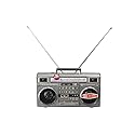 New Wave Toys M90 Micro Blaster Replica Boombox Portable Wireless Bluetooth Speaker with 40 Inch Silver Necklace Chain, Dual 6W Micro Speakers, 20