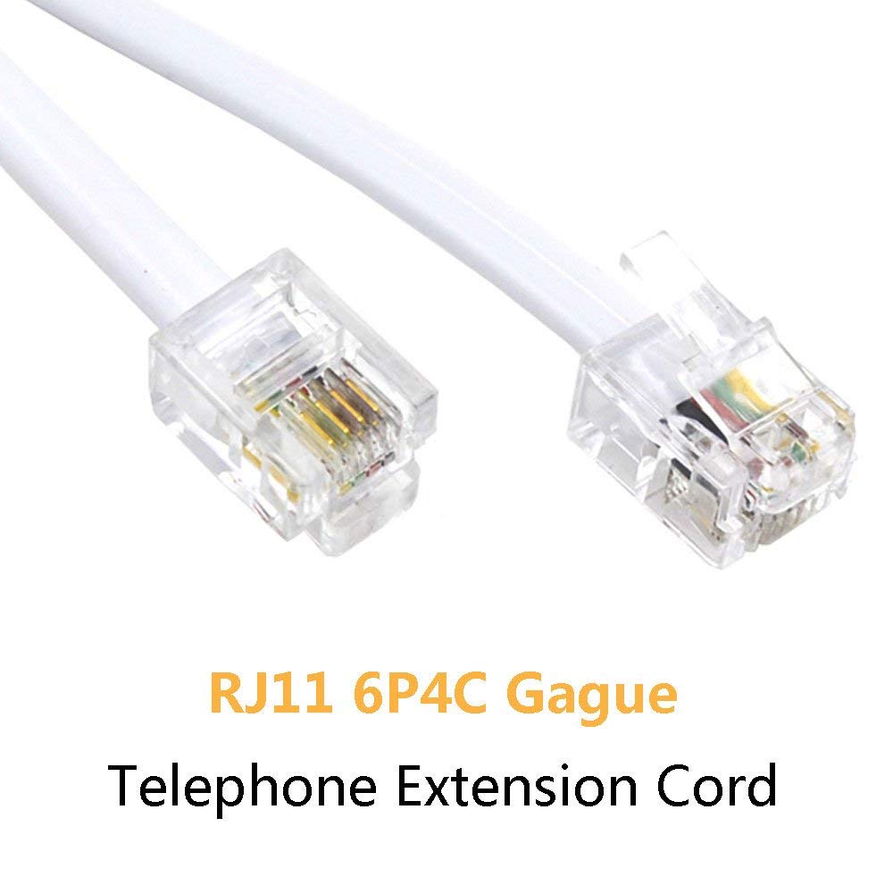 Uvital 100 Feet Telephone Landline Extension Cord Cable Line Wire with Standard RJ-11 6P4C Plugs(White 30.5M,1Pack)