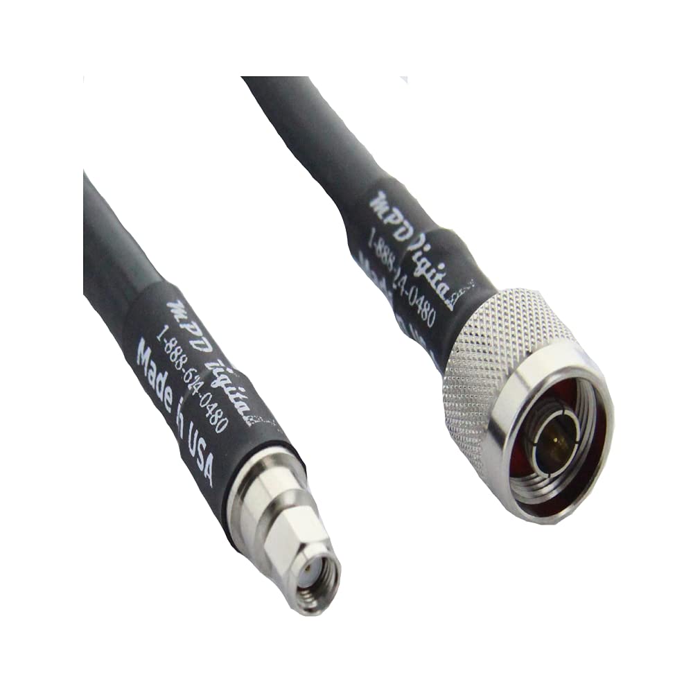 MPD Digital I LMR®400 Coaxial Cable IN Male to RP-SMA Male Connectors I Low Loss RF Coax I Jumper, CB, Ham Radio, Transmitters, Antenna I 3 FT